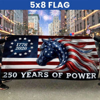 250 Years of Power Flag 1776-2026 | Patriotic Horse Americana House Flag | Double-Sided UV-Resistant Polyester | Commemorative Gift