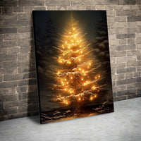 Glowing Snowy Forest Canvas Print, Christmas Tree Canvas Wall Art, Winter Pine Tree Canvas Art, Seasonal Holiday Home Wall Decor Present