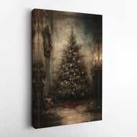 Rustic Holiday Canvas Print, Vintage Christmas Tree Canvas Art, Oil Painting Christmas Wall Decor, Festive Winter Canvas, Holiday Home Present
