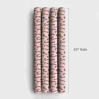Watercolor Christmas Gift Wrap, Candy Cane Wrapping Paper, Festive Holiday Wrapping Paper, Red White Candy Cane Gift Wrapping Paper