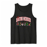 Boston Terrier Christmas Tank, Boston Merrier Tank Top, Humorous Holiday Dog Sleeveless Tee, Retro Xmas Tank Top, Boston Dog Lover Present