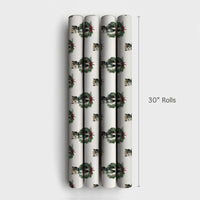 Tabby Cat Wreath Gift Wrap, Vintage Kitten Christmas Wrapping Paper, Retro Feline Holiday Wrapping Paper, Cat Lover Xmas Gift Wrap