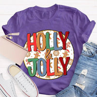 Festive Holiday Graphic T-Shirt, Holly and Jolly Christmas Shirt, Retro Merry Christmas Tee, Adorable Winter Holiday Shirt, Unisex Xmas Present