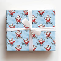 Blue Skater Santa Gift Wrap, Skateboarding Santa Wrapping Paper, Humorous Christmas Present Wrap, Humorous Skateboard Holiday Wrapping Paper