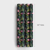 Pink Orange Ornament Gift Wrap, Watercolor Christmas Wrapping Paper, Pine Branch Holiday Wrapping Paper, Artistic Christmas Gift Wrap Roll