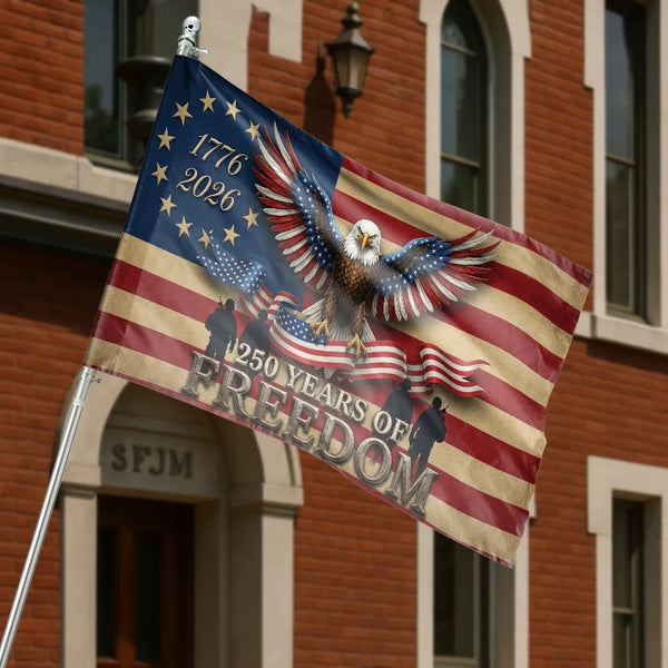 Patriotic Eagle House Flag | 250 Years of Freedom 1776-2026 Commemorative Design | Weather-Resistant Double-Sided Polyester | Gift for Veterans and Patriots