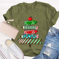 Festive Holiday Classroom Graphic Tee, Christmas Pencil Tree Teacher Shirt, Winter School Vacation T-Shirt, Xmas Teacher Present Shirt