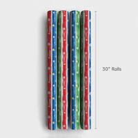 Colorful Snowflake Holiday Gift Wrap, Festive Watercolor Stripe Christmas Wrapping Paper, Winter Star Gift Wrapping Paper, Roll Gift Wrap