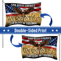 Patriotic Eagle Cross House Flag | We The People 250 Years of Freedom | Double-Sided Polyester | God Bless America Outdoor Decor