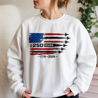 America 250 Years Sweatshirt | 1776-2026 Historical Anniversary Distressed Flag Design | Premium Cotton Polyester Blend | Patriotic Gift for History Lovers