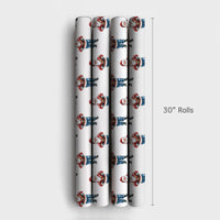 JB Buckle Christmas Gift Wrap, Watercolor Santa in Jeans Wrapping Paper, Humorous Blue Jeans Santa Holiday Wrapping Paper, Xmas Gift Wrap