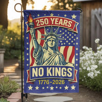 250 Years No Kings Garden Flag | USA 250th Anniversary 1776-2026 Statue of Liberty Design | Double-Sided Weather-Resistant Polyester | Patriotic Gift for History Lovers