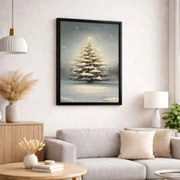 Illuminated Winter Landscape Canvas Print, Snowy Christmas Tree Canvas Art, Festive Holiday Wall Art, Seasonal Winter Scene Canvas Decor
