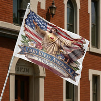 God Bless America House Flag | Jesus Sacred Heart & Bald Eagle 250 Years of Freedom1776-2026 Art | Weather-Resistant Double-Sided Outdoor Flag | Patriotic Christian Gift for Home & Yard