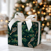 Christmas Pine Tennis Gift Wrap, Vintage Tennis Racquet Wrapping Paper, Sports Holiday Wrapping Paper, Tennis Player Christmas Gift Wrap