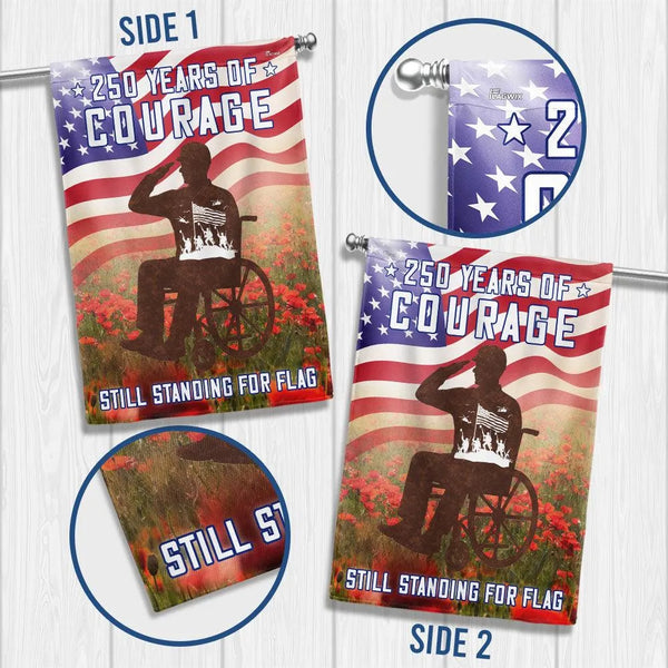 250 Years of Courage Garden Flag | Veteran Salute Semiquincentennial | Double-Sided Polyester | Veterans Day Gift for Military Families