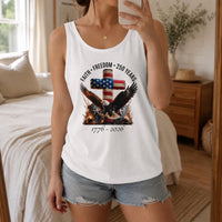 Patriotic 250 Years American Flag Tank Top | Faith Freedom 1776-2026 Eagle & Cross | Premium Soft Breathable Fabric | Independence Day Gift for Patriots