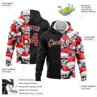 Christmas Skull Sweatshirt, Custom Santa Hat Skull Hoodie, Personalized Name Number Holiday Hoodie, Xmas Sports Pullover Hoodie, Xmas Present