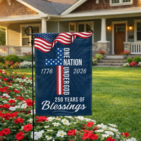 250 Years of Blessings Garden Flag | One Nation Under God 1776-2026 | Double-Sided Patriotic Americana Decor | UV-Resistant Polyester