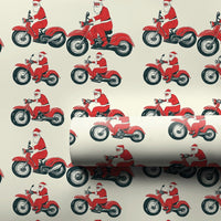 Red Motorcycle Gift Wrap, Chopper Santa Christmas Wrapping Paper, Biker Santa Holiday Wrapping Paper, Novelty Christmas Gift Wrap for Men