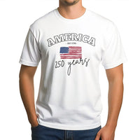 America 250 Years T-Shirt | Vintage American Flag Est 1776 Design | 100% Soft Breathable Cotton | Patriotic Gift for History Lovers