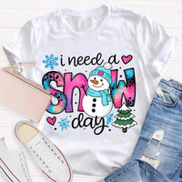 Winter Holiday Graphic Tee, Snow Day Snowman Christmas Tree T-Shirt, Adorable Snowman Tree Shirt, Humorous Winter Season Tee, Christmas Snow Present