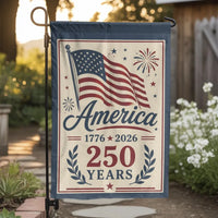 America 250 Years Garden Flag | Commemorative 1776-2026 USA Design | Double Sided Weather Resistant Fabric | Patriotic Yard Decor Gift