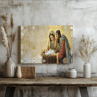 Holy Family Christmas Canvas Print, Nativity Scene Canvas Wall Art, Religious Christian Canvas Artwork, Manger Scene Holiday Wall Decor