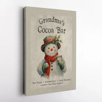 Vintage Snowman Hot Chocolate Station Poster, Grandma's Cocoa Bar Wall Art, Christmas Kitchen Art Print, Holiday Decor Digital Download