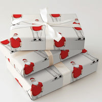 Casual Modern Santa Claus Gift Wrap, Red Polo Santa Wrapping Paper, Fun Holiday T Logo Wrapping Paper, Humorous Christmas Gift Wrapping Paper