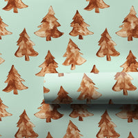 Rustic Pine Tree Gift Wrap Roll, Watercolor Christmas Tree Wrapping Paper, Mint Green Holiday Present Paper, Minimalist Winter Gift Wrapping