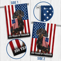 Dachshund Garden Flag 250 Years of Freedom | Patriotic Dog American Flag Design | Double-Sided Weather-Resistant Polyester | USA Independence Gift