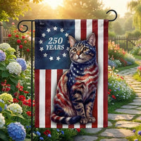 Patriotic Cat Garden Flag | 250 Years Betsy Ross Design | Double-Sided Polyester | Cat Lover Gift for Outdoor Decor