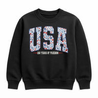 Patriotic USA Sweatshirt | 250 Years of Freedom Floral Design | Cozy Crewneck Pullover | Fourth of July Gift for Women
