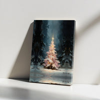 Snowy Landscape Oil Painting Art, Christmas Tree Winter Forest Canvas Print, Holiday Canvas Wall Decor, Xmas Poster, Digital Download