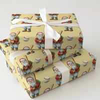Sports Christmas Gift Wrap, Vintage Baseball Santa Wrapping Paper, Retro Baseball Player Santa Wrapping Paper, Festive Holiday Gift Wrap