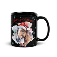Watercolor Santa Hat Horse Mug, Merry Christmas Horse Mug, Holiday Equestrian Coffee Cup, Ceramic Tea Mug Present for Horse Lovers