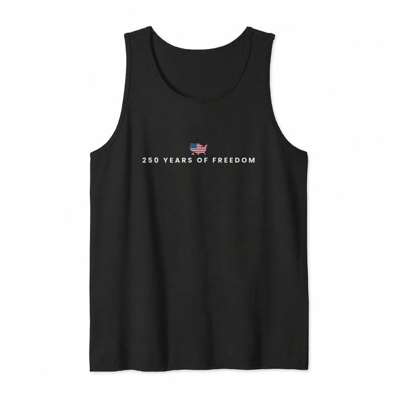 Patriotic 4th of July Tank Top | 250 Years of Freedom USA Map Flag Graphic | Premium Soft Breathable Fabric | Vintage America Gift for Men Women Unisex