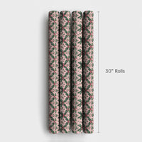 Christmas Botanical Gift Wrap, Vintage Holly Pink Bow Wrapping Paper, Soft Pink Holiday Wrapping Paper, Coquette Winter Gift Wrap Roll