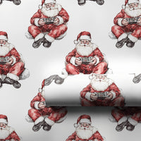 Watercolor Gamer Santa Gift Wrap, Gaming Santa Wrapping Paper, Video Game Christmas Wrapping Paper, Holiday Gamer Gift Wrap Roll