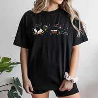 Humorous Kitty Holiday Pet Graphic Tee, Black Cat Santa Christmas T-Shirt, Adorable Spooky Xmas Cat Lover Shirt, Festive Animal Top