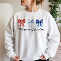 America 250th Anniversary Sweatshirt | Patriotic Bow Design 250 Years of Freedom | Soft Cotton Polyester Blend | 4th of July Gift for Patriots
