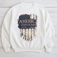 America 250 Years Sweatshirt | Vintage 1776-2026 USA Flag Design | Soft Cotton Polyester Blend | Patriotic Semiquincentennial Gift