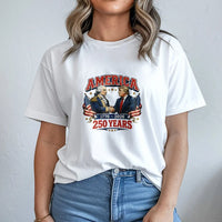 America 250 Years T-Shirt | 1776-2026 Founding Fathers Handshake Graphic | 100% Soft Breathable Cotton | Patriotic Gift for History Enthusiasts