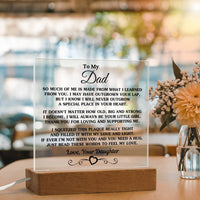 Sentimental Poem Plaque, Daughter to Dad Acrylic Plaque, LED Night Light Plaque, Fathers Day Desk Sign, Birthday Christmas Present for Dad