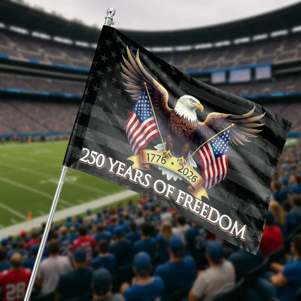Patriotic Eagle House Flag | 250 Years of Freedom 1776-2026 Design | Weather-Resistant Double Sided Fabric | Commemorative Yard Decor Gift
