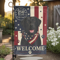 Patriotic Black Labrador Garden Flag | US 250 Years Semiquincentennial Welcome | Double Sided Premium Polyester | Outdoor Yard Decor Gift for Dog Lovers