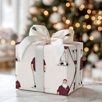 Casual Maroon Polo Santa Gift Wrap, Jolly Santa Claus Wrapping Paper, Modern Christmas Wrapping Paper, Humorous Holiday Gift Wrapping Paper