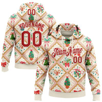 Personalized Name Number Holiday Hoodie, Custom Christmas Patchwork Hoodie, 3D Pattern Pullover Hoodie, Festive Sports Fan Sweatshirt Present