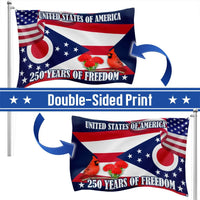 Ohio State Flag 250 Years of Freedom | Patriotic Americana Garden Flag | UV-Resistant Polyester Double-Sided | Perfect Gift for Ohio Residents